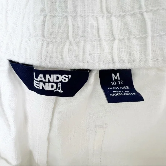NWOT Lands’ End White Linen Shorts High Rise Bermuda Size Medium 10 12 - Picture 8 of 9